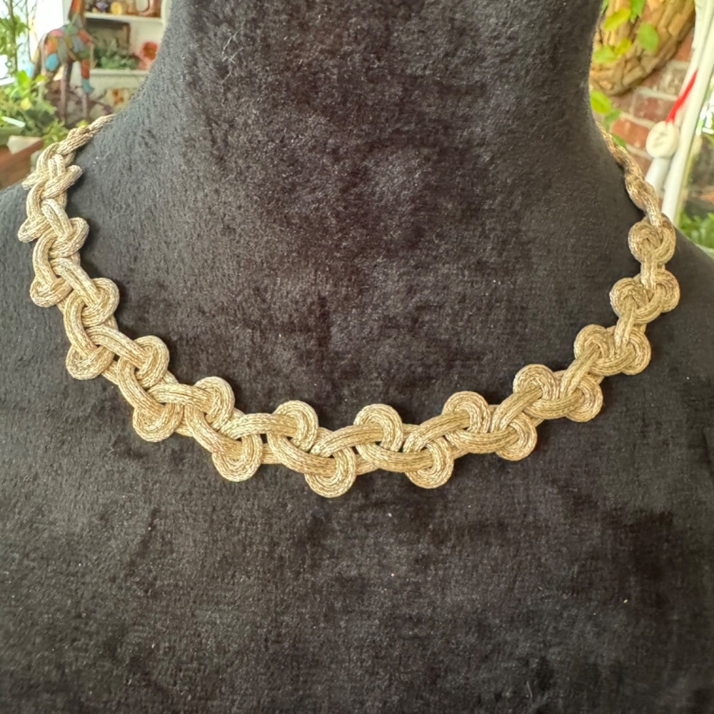 STERLING SILVER BRAIDED NECKLACE 64 grams